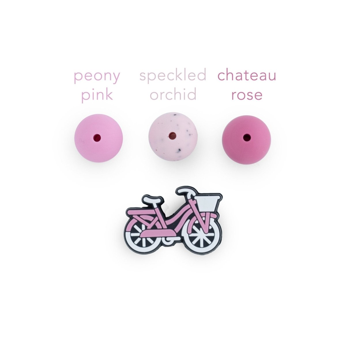 Silicone Focal Beads Bicycles White from Cara & Co Craft Supply