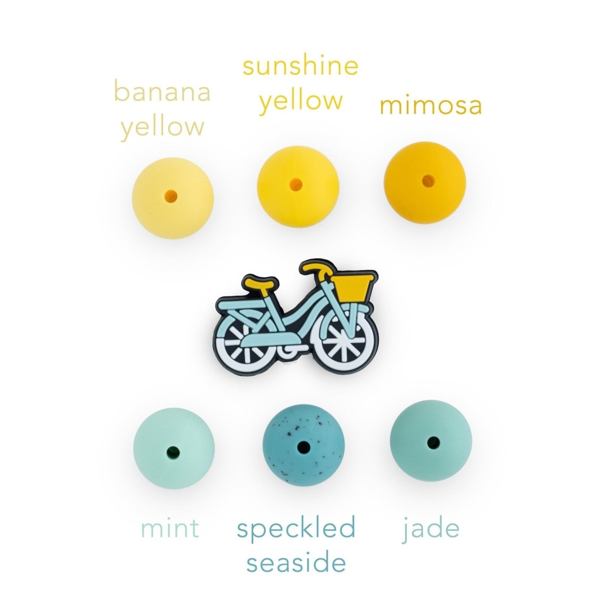 Silicone Focal Beads Bicycles White from Cara & Co Craft Supply