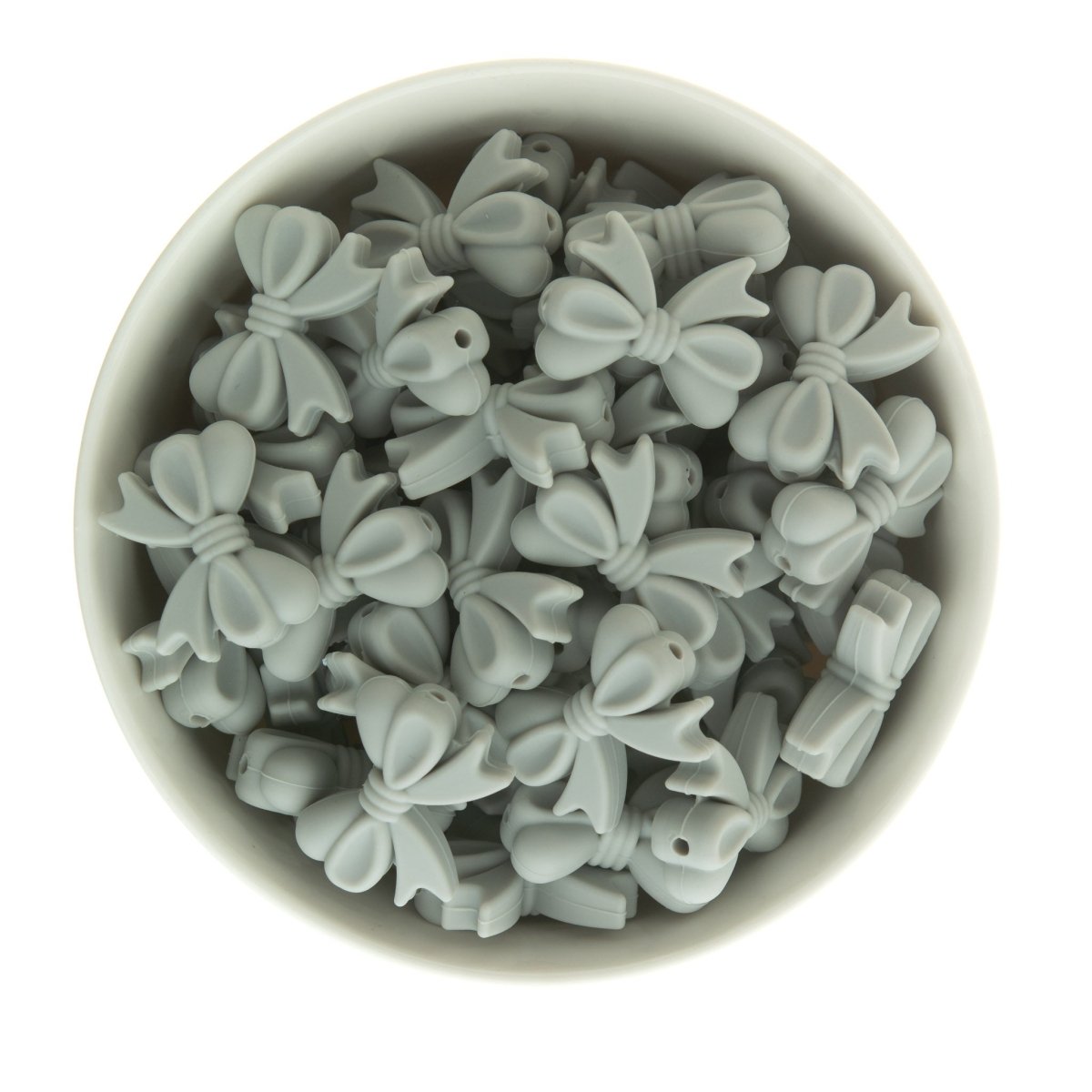 Silicone Focal Beads Bows Glacier Grey from Cara & Co Craft Supply