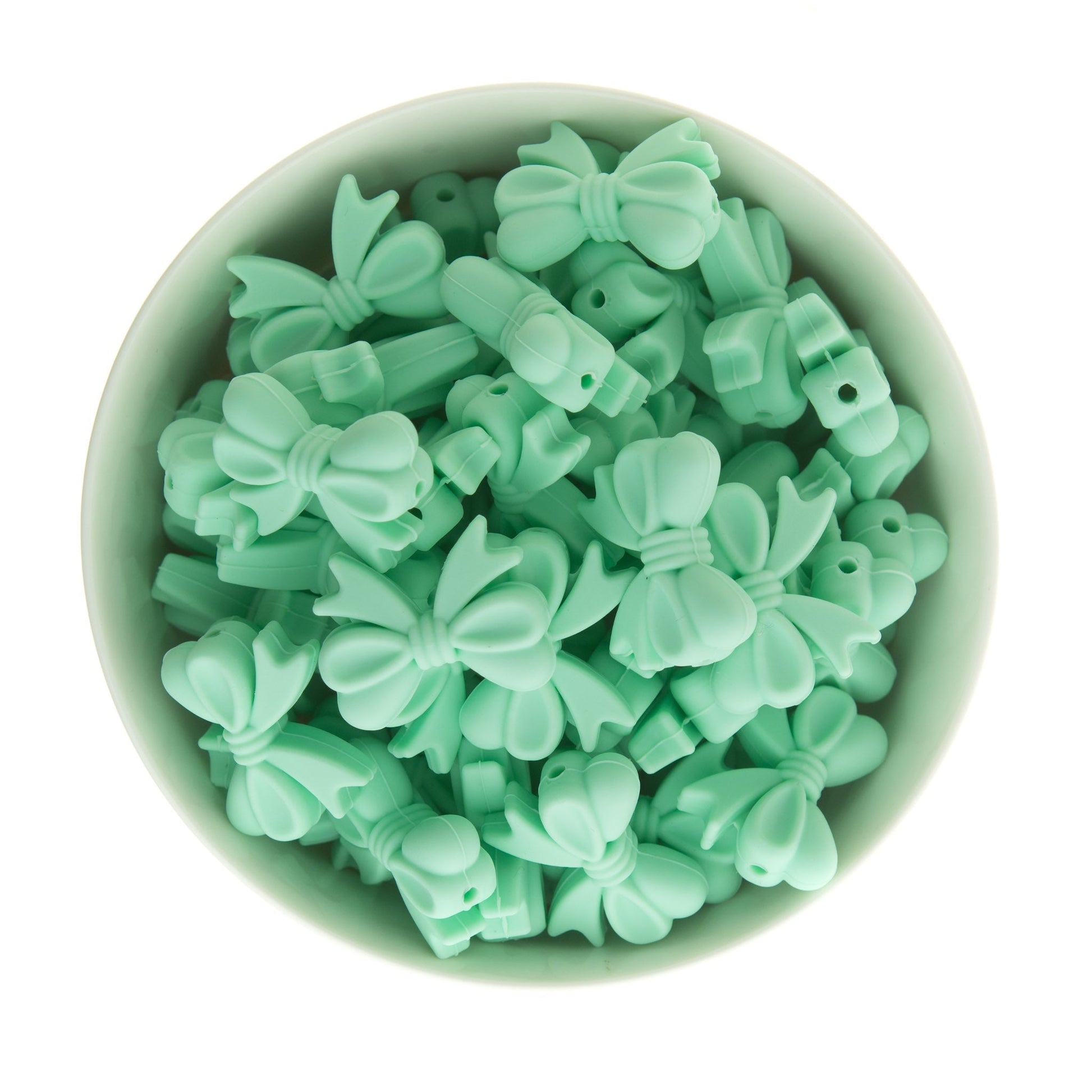 Silicone Focal Beads Bows Mint from Cara & Co Craft Supply