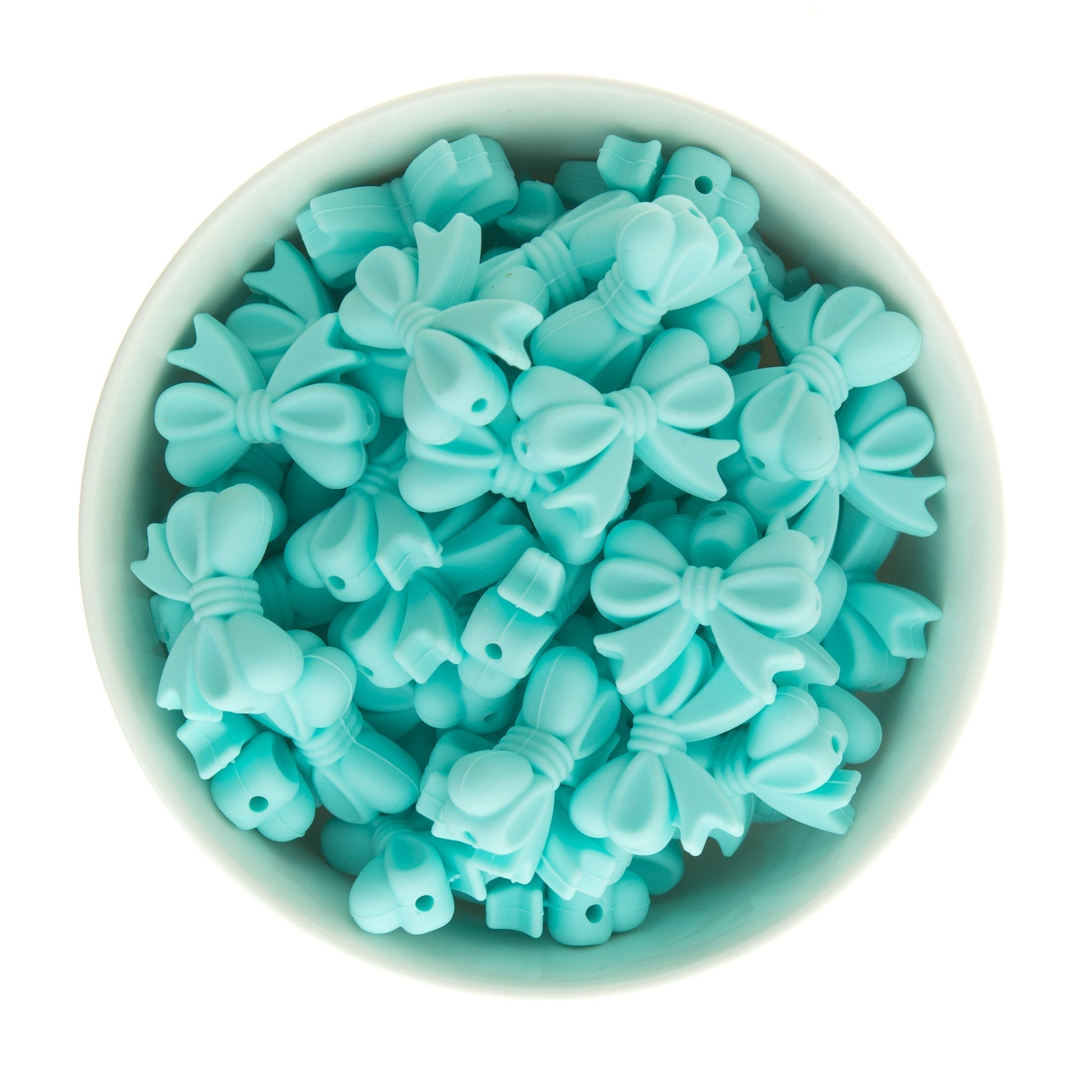 Silicone Focal Beads Bows Robin's Egg Blue from Cara & Co Craft Supply