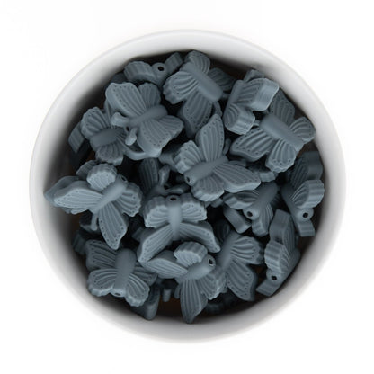 Silicone Focal Beads Butterflies Grey from Cara & Co Craft Supply