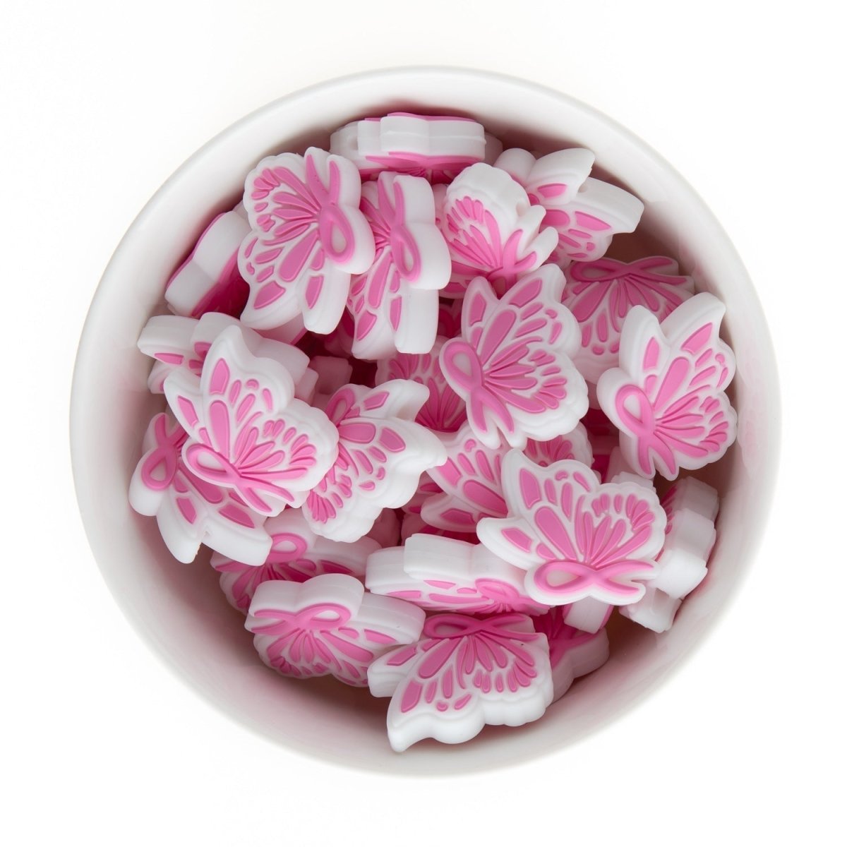 Silicone Focal Beads Butterfly Ribbon Cotton Candy Pink from Cara & Co Craft Supply