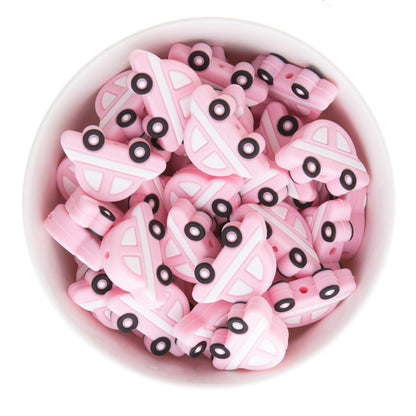 Silicone Focal Beads Cars Light Pink from Cara & Co Craft Supply