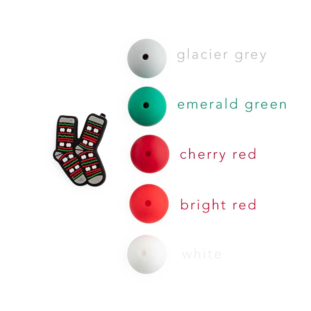 Silicone Focal Beads Christmas Socks from Cara & Co Craft Supply