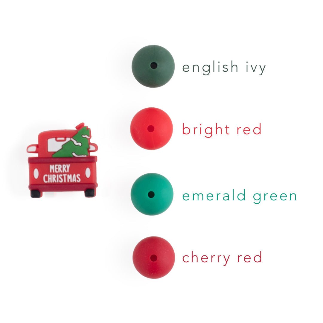 Silicone Focal Beads Christmas Trucks from Cara & Co Craft Supply