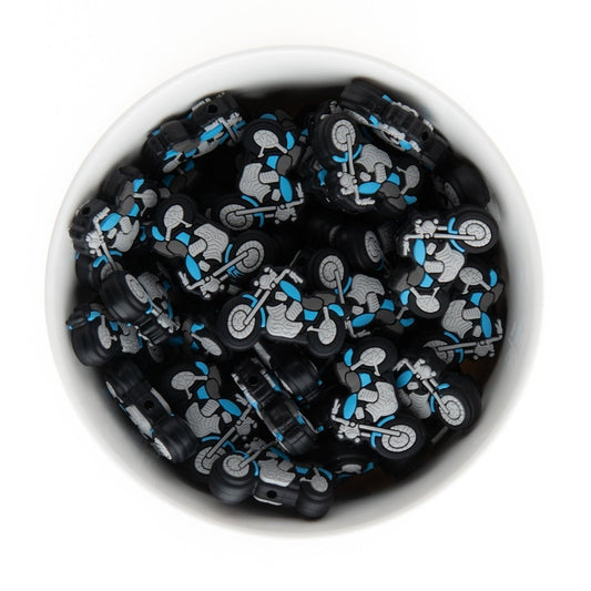 Silicone Focal Beads Classic Motorcycles Sky Blue from Cara & Co Craft Supply