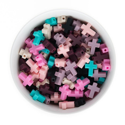 Silicone Focal Beads Crosses Black from Cara & Co Craft Supply