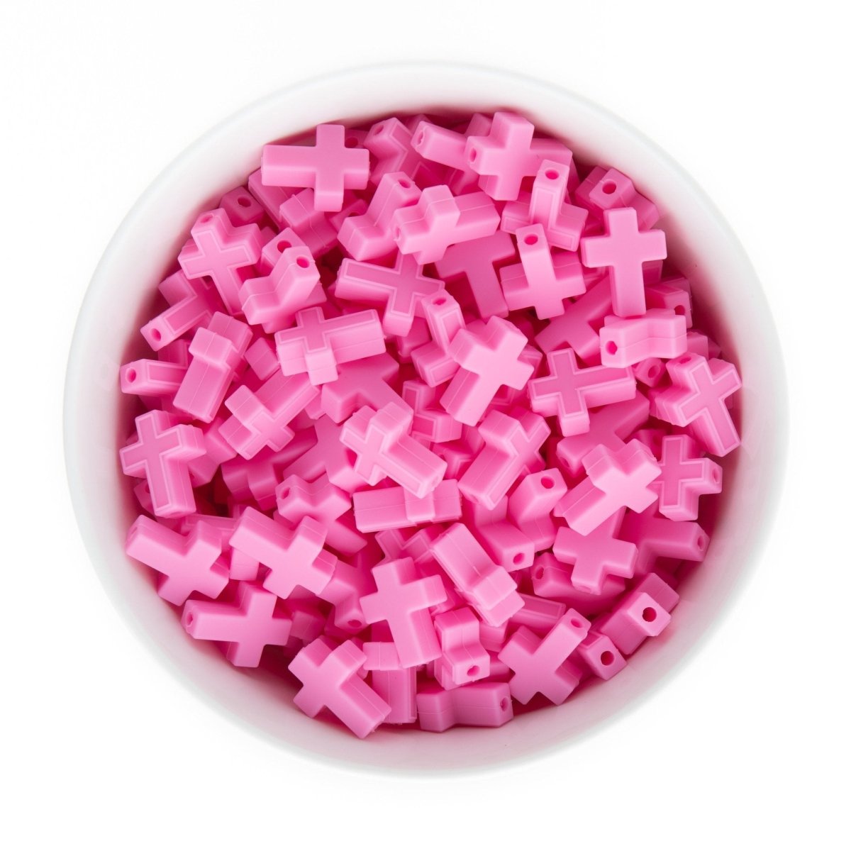 Silicone Focal Beads Crosses Cotton Candy Pink from Cara & Co Craft Supply