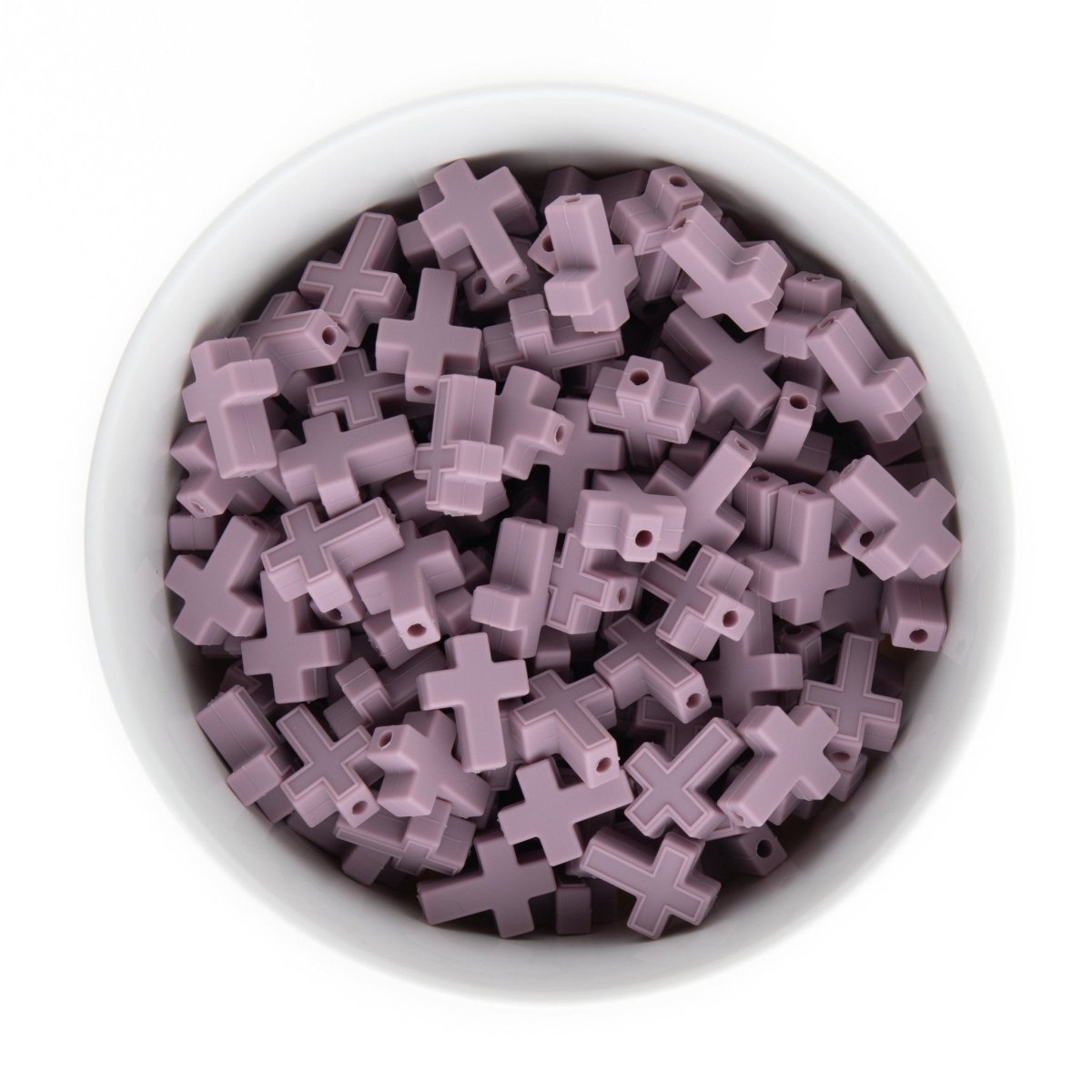 Silicone Focal Beads Crosses Mauve from Cara & Co Craft Supply