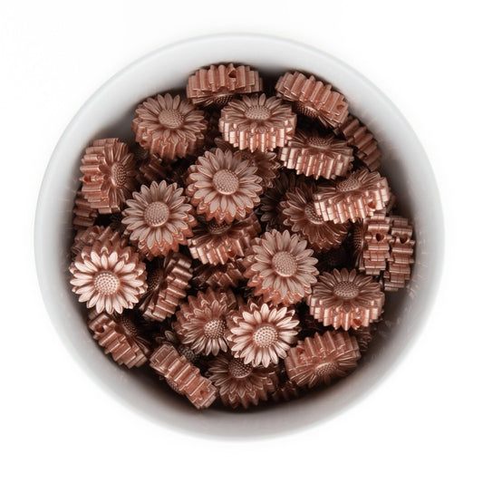 Silicone Focal Beads Daisies Metallic Rose Gold from Cara & Co Craft Supply