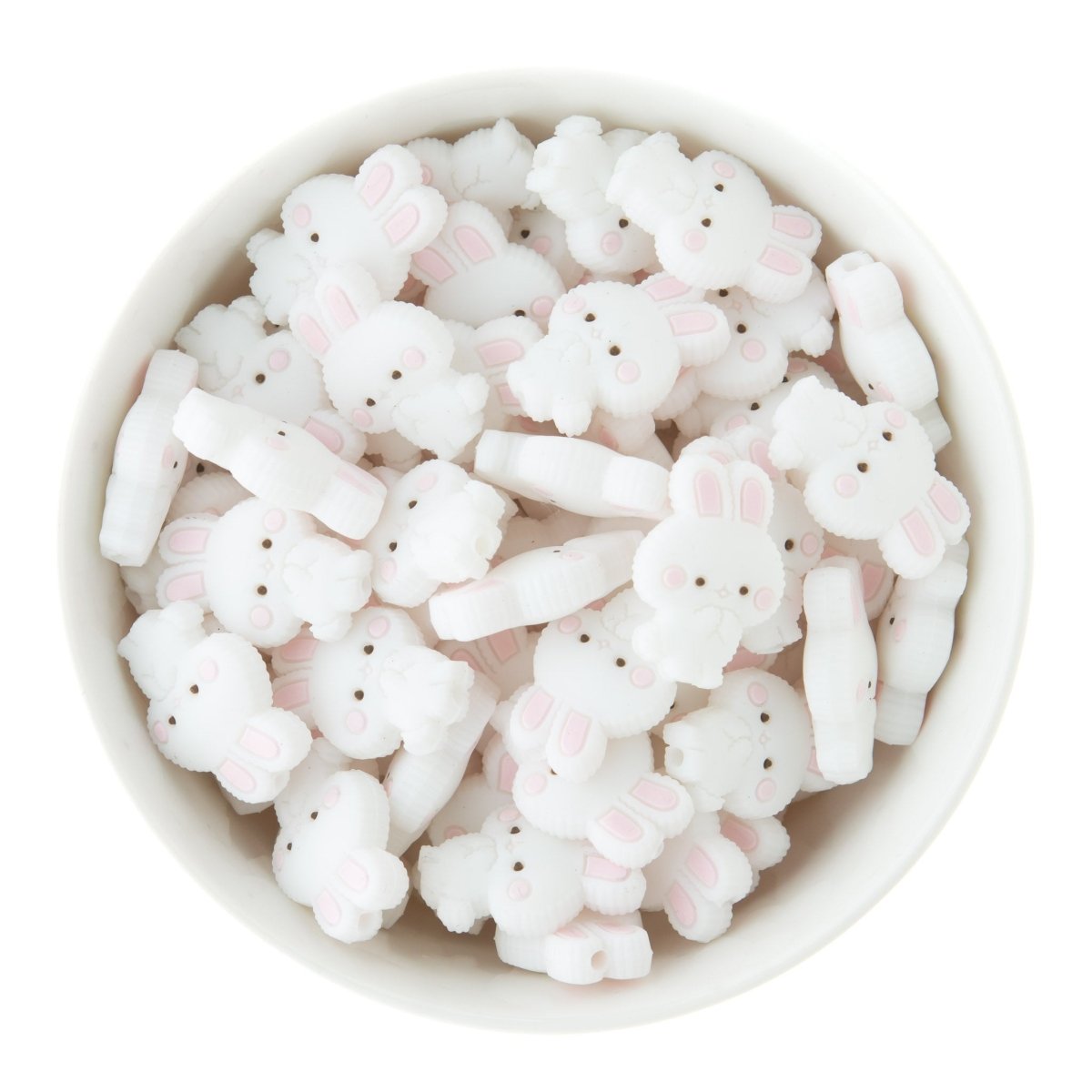 Silicone Focal Beads Fluffy Bunnies Baby Pink from Cara & Co Craft Supply