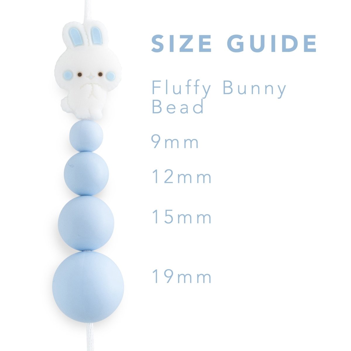 Silicone Focal Beads Fluffy Bunnies Glacier Grey from Cara & Co Craft Supply