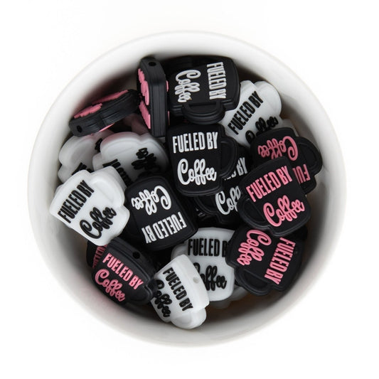 Silicone Focal Beads Fueled by Coffee Black from Cara & Co Craft Supply
