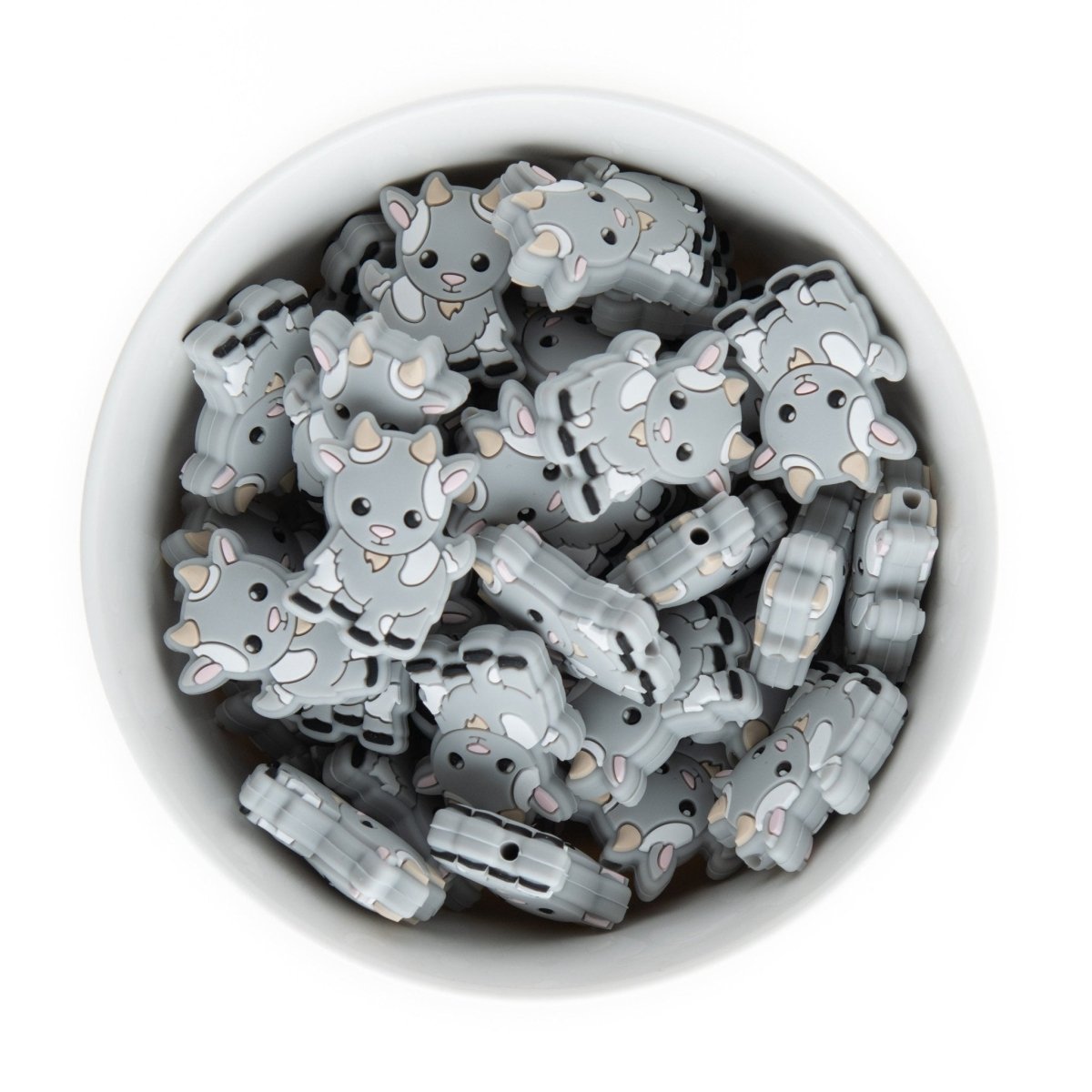Silicone Focal Beads Goats Light Grey from Cara & Co Craft Supply
