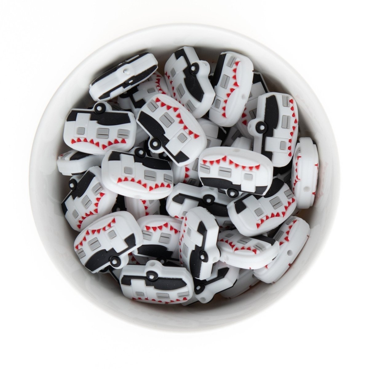 Silicone Focal Beads Happy Camper Black from Cara & Co Craft Supply