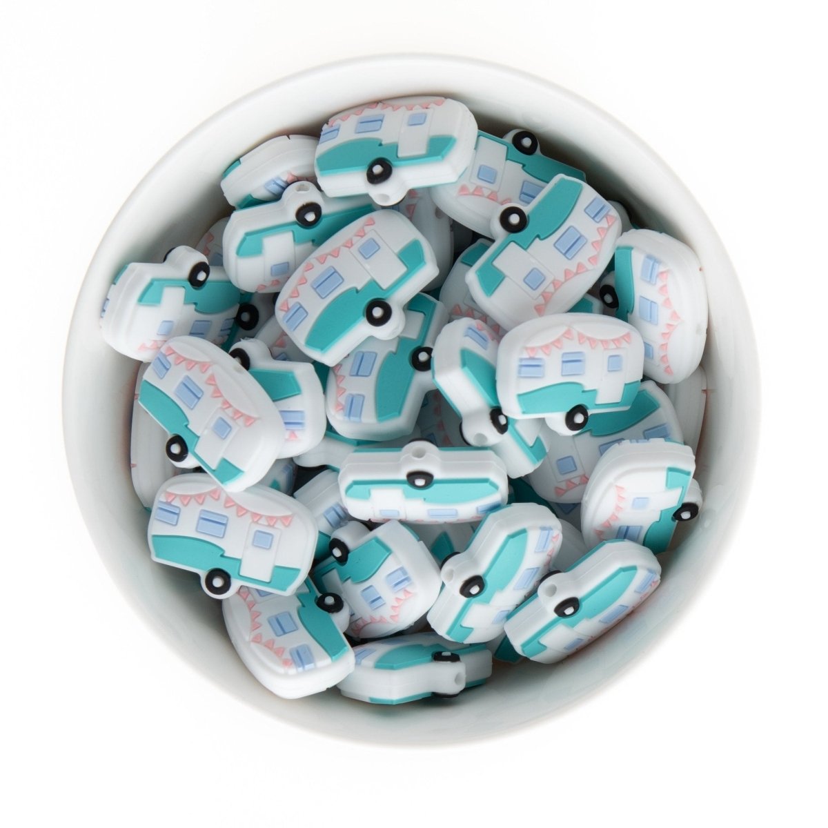 Silicone Focal Beads Happy Camper Turquoise from Cara & Co Craft Supply