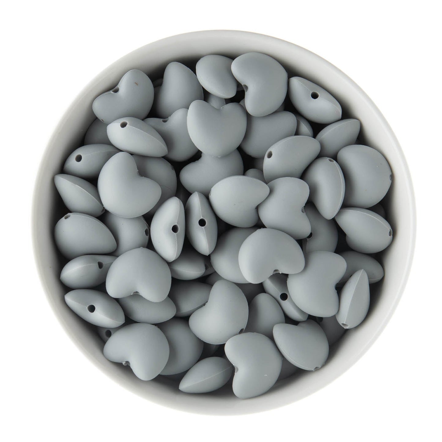 Silicone Focal Beads Hearts Glacier Grey from Cara & Co Craft Supply