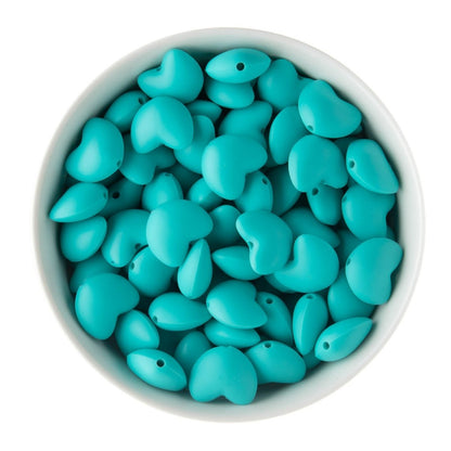 Silicone Focal Beads Hearts Turquoise from Cara & Co Craft Supply