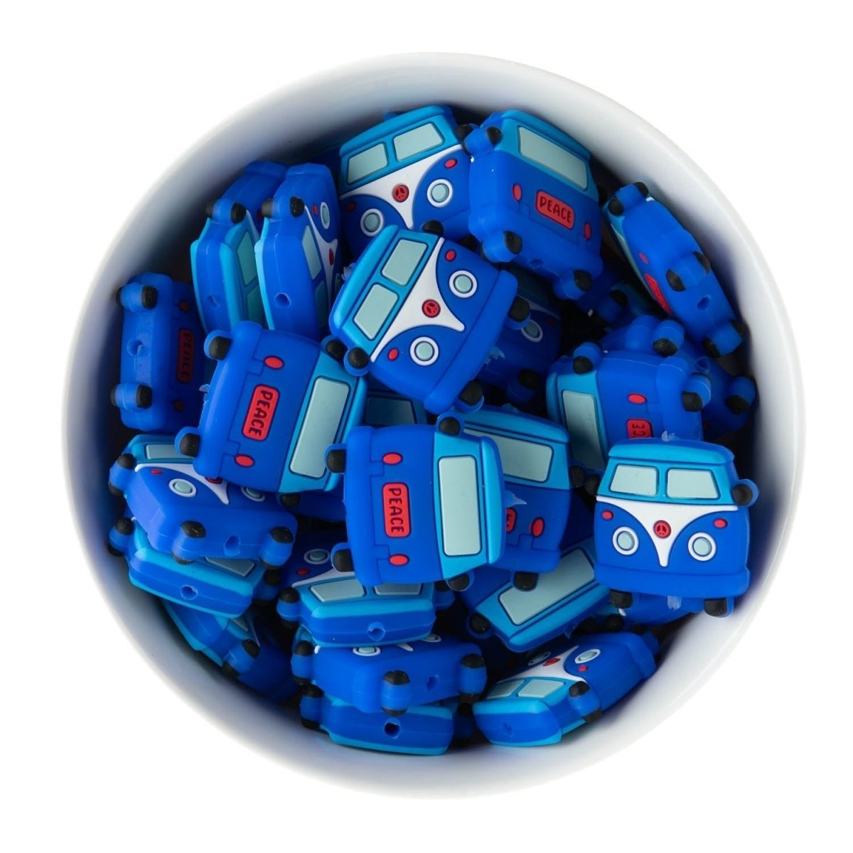 Silicone Focal Beads Hippie Bus Classic Blue from Cara & Co Craft Supply