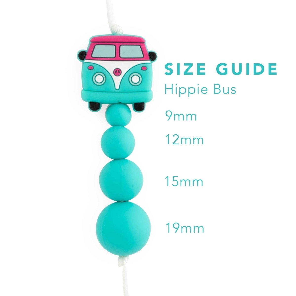 Silicone Focal Beads Hippie Bus Turquoise from Cara & Co Craft Supply