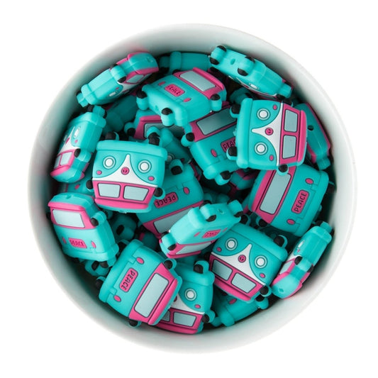 Silicone Focal Beads Hippie Bus Turquoise from Cara & Co Craft Supply