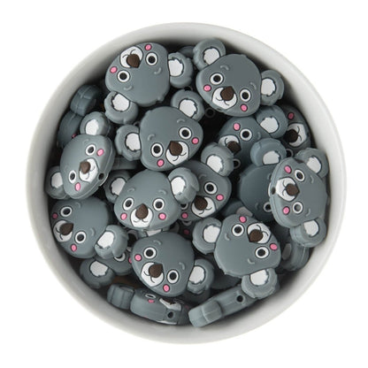 Silicone Focal Beads Koalas Grey from Cara & Co Craft Supply