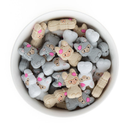 Silicone Focal Beads Llamas Light Grey from Cara & Co Craft Supply