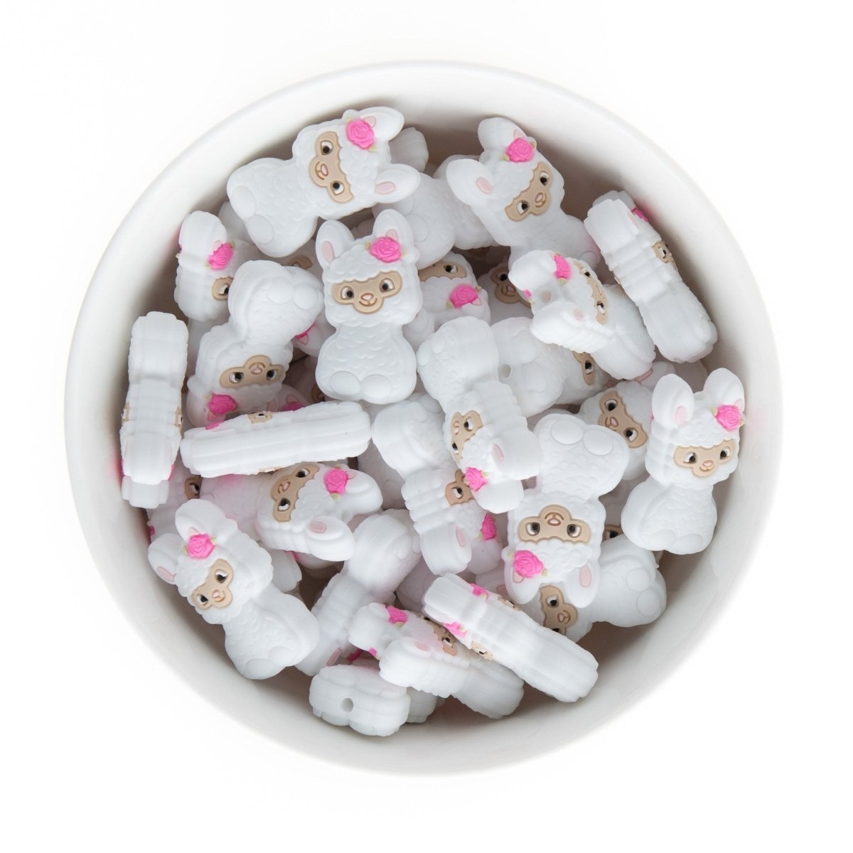 Silicone Focal Beads Llamas White from Cara & Co Craft Supply