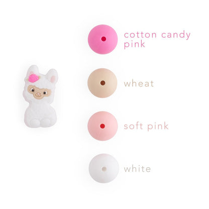 Silicone Focal Beads Llamas White from Cara & Co Craft Supply