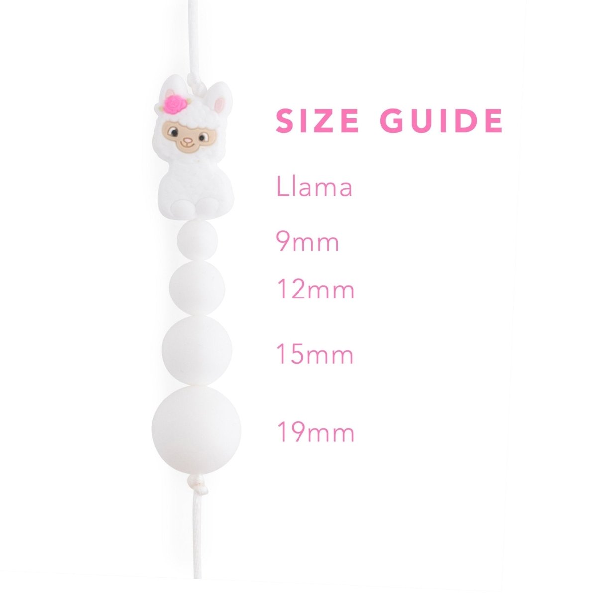 Silicone Focal Beads Llamas White from Cara & Co Craft Supply