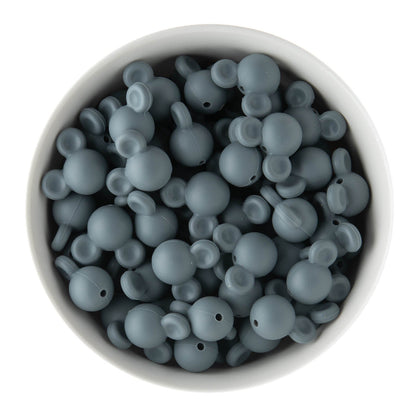 Silicone Focal Beads Mickey Grey from Cara & Co Craft Supply