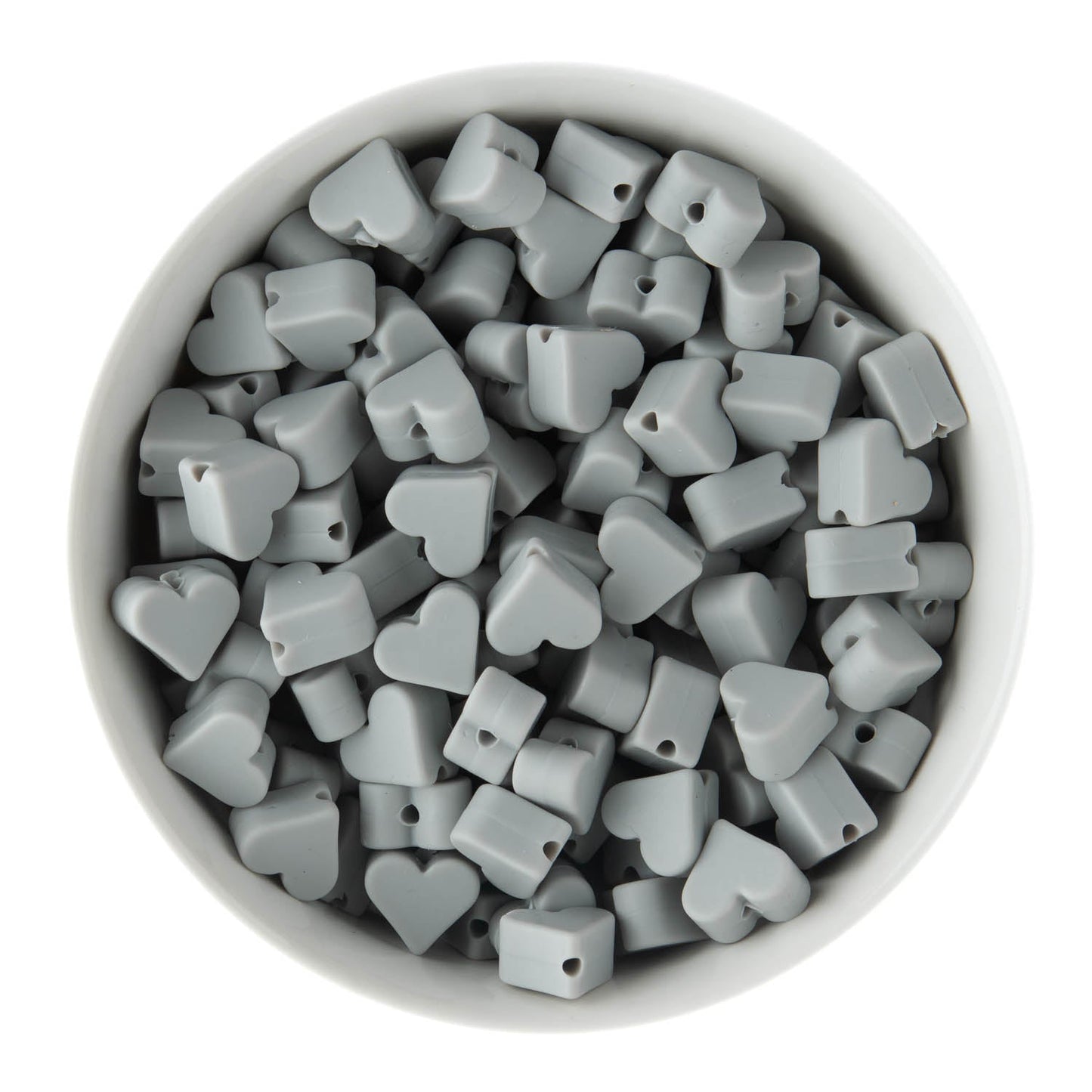 Silicone Focal Beads Mini Hearts Glacier Grey from Cara & Co Craft Supply