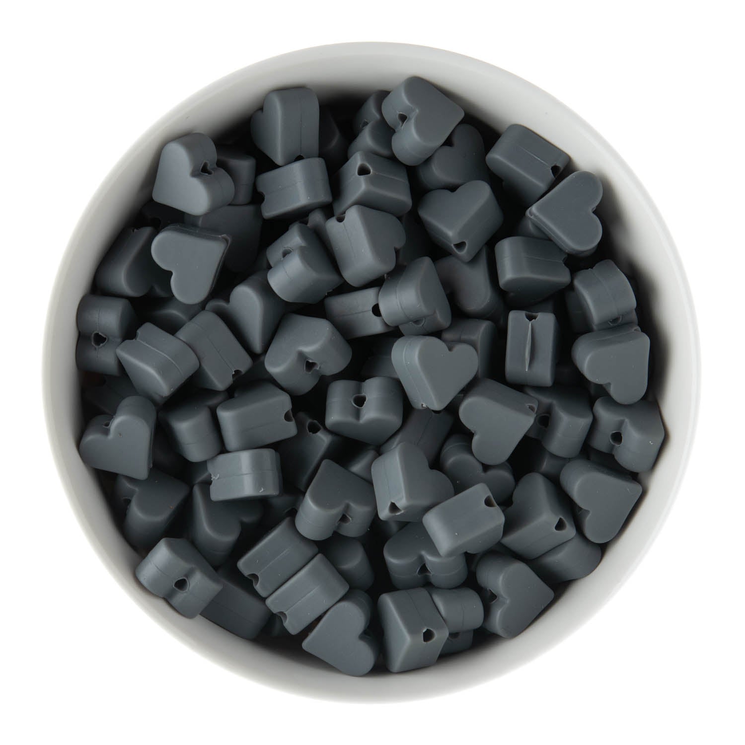 Silicone Focal Beads Mini Hearts Grey from Cara & Co Craft Supply