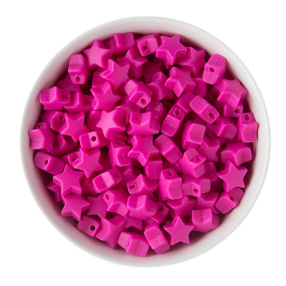 Silicone Focal Beads Mini Stars Fuchsia from Cara & Co Craft Supply