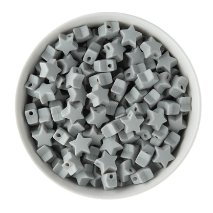 Silicone Focal Beads Mini Stars Glacier Grey from Cara & Co Craft Supply