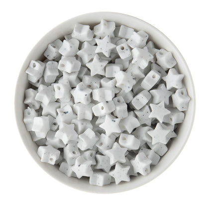 Silicone Focal Beads Mini Stars Speckled White from Cara & Co Craft Supply