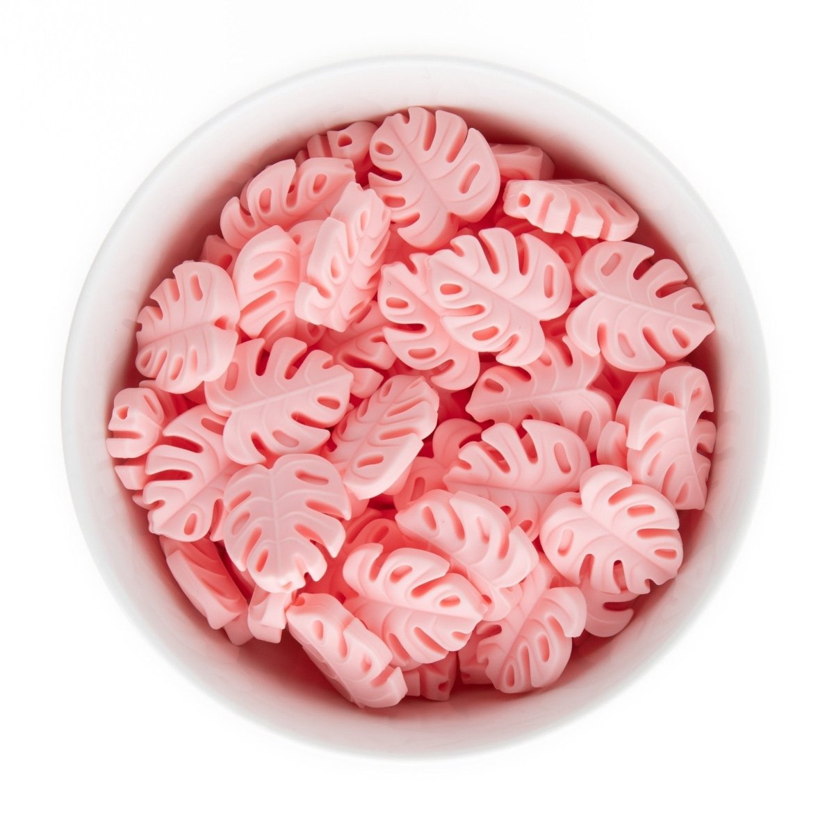 Silicone Focal Beads Monstera Leaves Soft Pink from Cara & Co Craft Supply