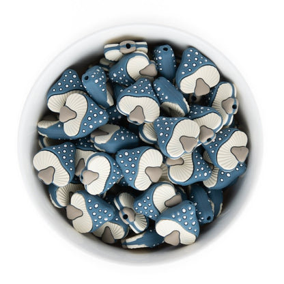 Silicone Focal Beads Mushrooms Flannel Blue from Cara & Co Craft Supply