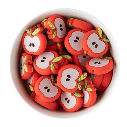 Silicone Focal Beads Open Apple Bright Red from Cara & Co Craft Supply