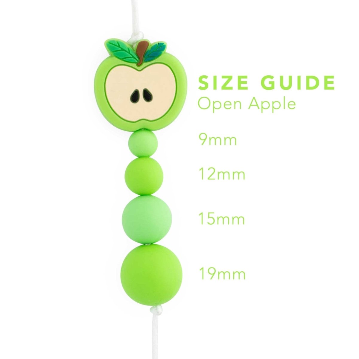 Silicone Focal Beads Open Apple Green Apple from Cara & Co Craft Supply
