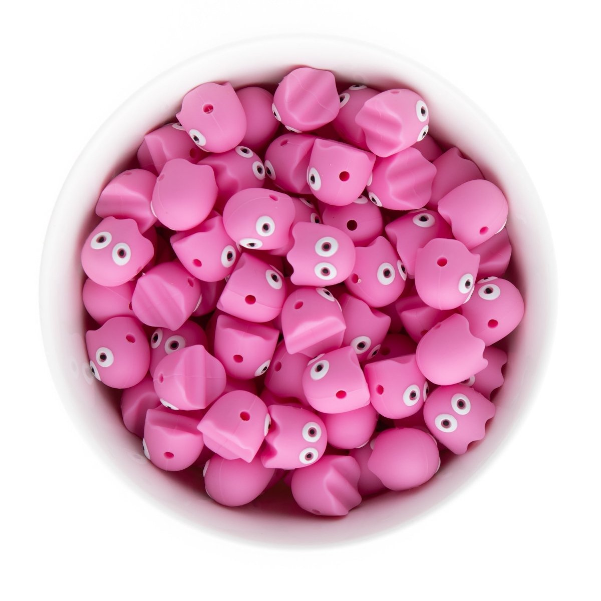 Silicone Focal Beads Pac-Man Ghosts Cotton Candy Pink from Cara & Co Craft Supply