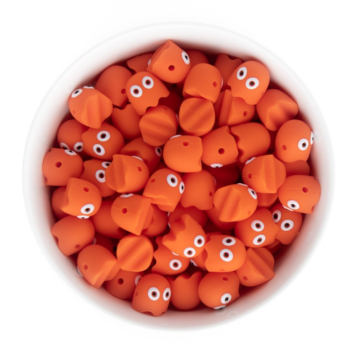 Silicone Focal Beads Pac-Man Ghosts Tangerine Orange from Cara & Co Craft Supply