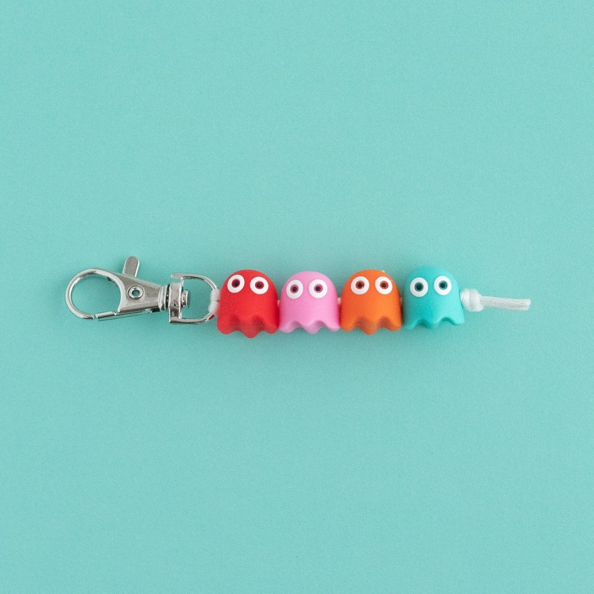 Silicone Focal Beads Pac-Man Ghosts Turquoise from Cara & Co Craft Supply