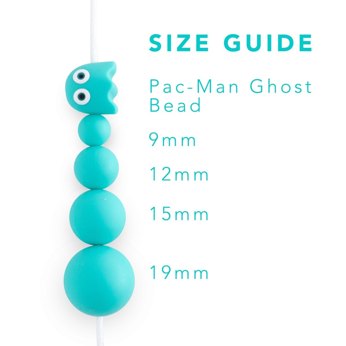 Silicone Focal Beads Pac-Man Ghosts Turquoise from Cara & Co Craft Supply