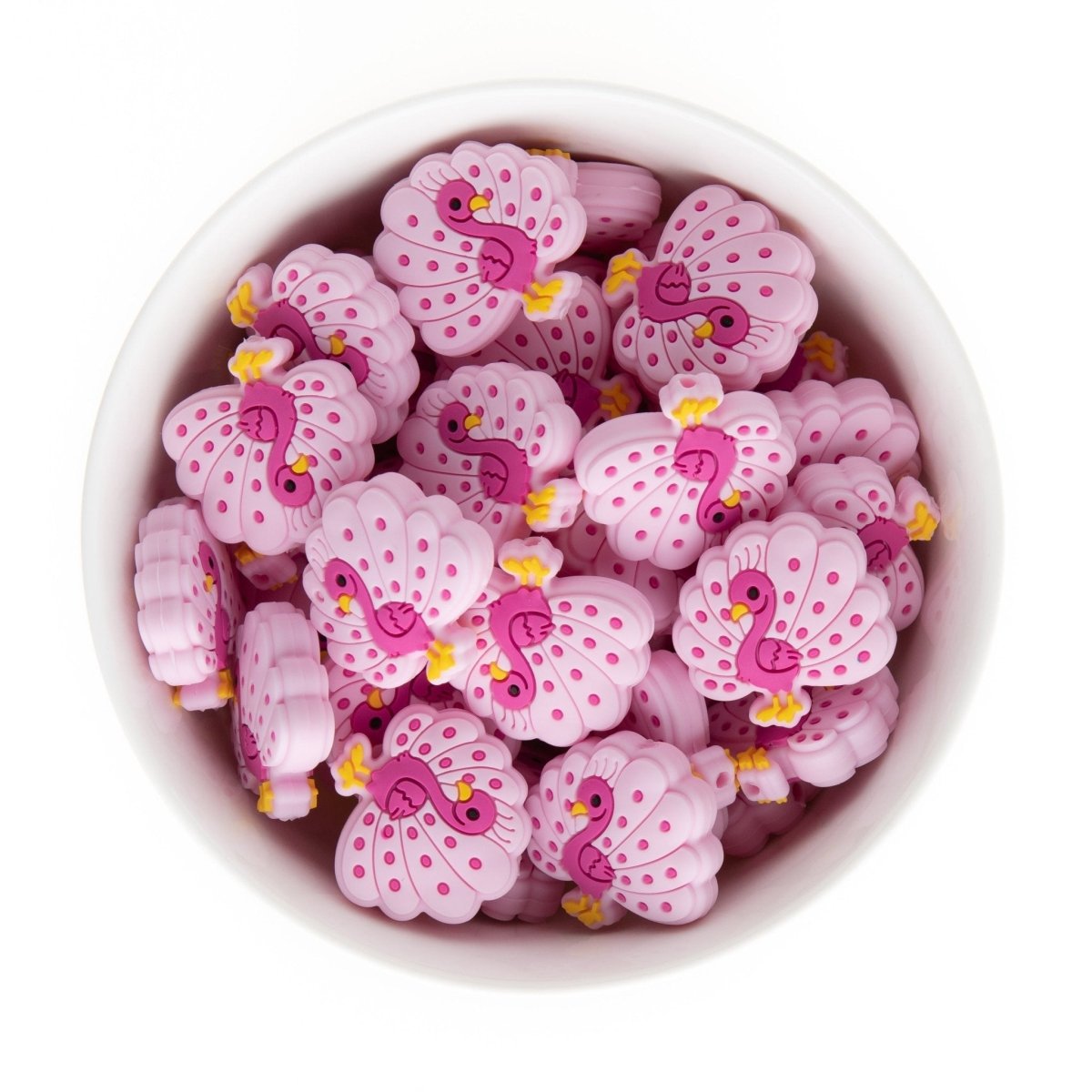 Silicone Focal Beads Peacocks Pink from Cara & Co Craft Supply