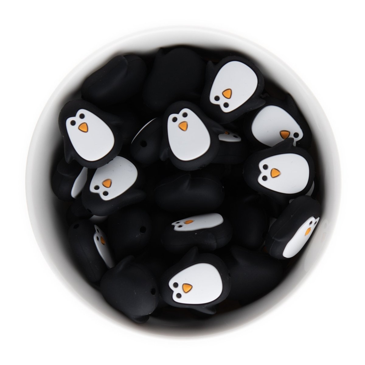 Silicone Focal Beads Penguins Black from Cara & Co Craft Supply