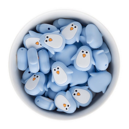 Silicone Focal Beads Penguins Pastel Blue from Cara & Co Craft Supply