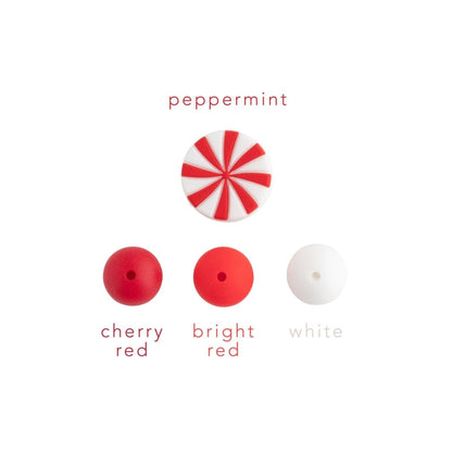 Silicone Focal Beads Peppermint Candies Bright Red & White from Cara & Co Craft Supply