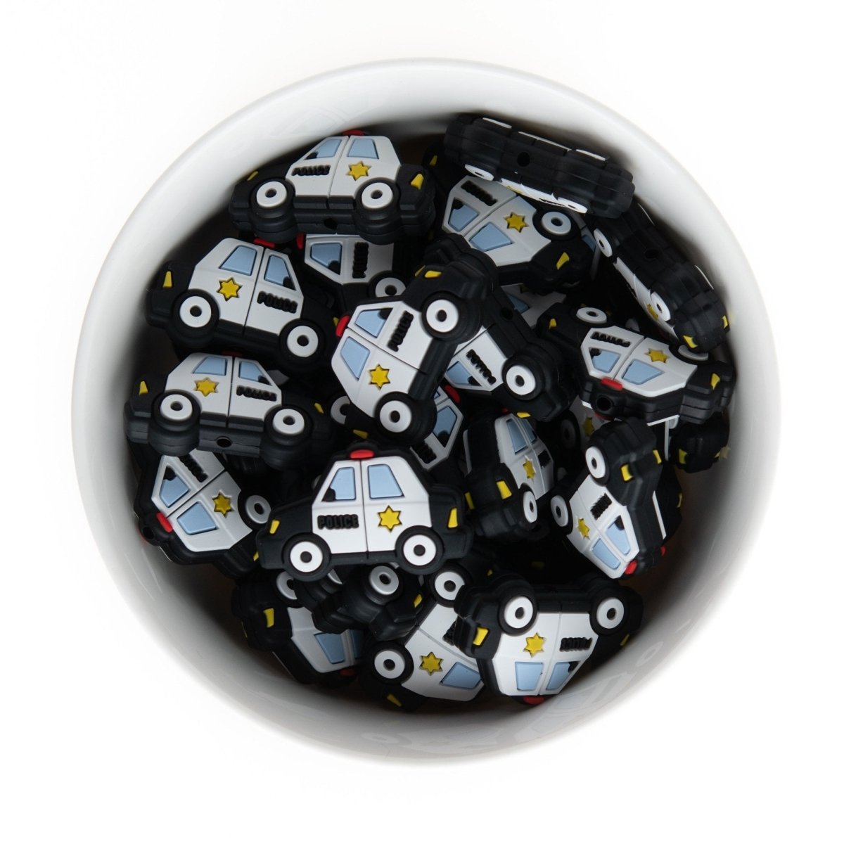 Silicone Focal Beads Police Cars Black from Cara & Co Craft Supply